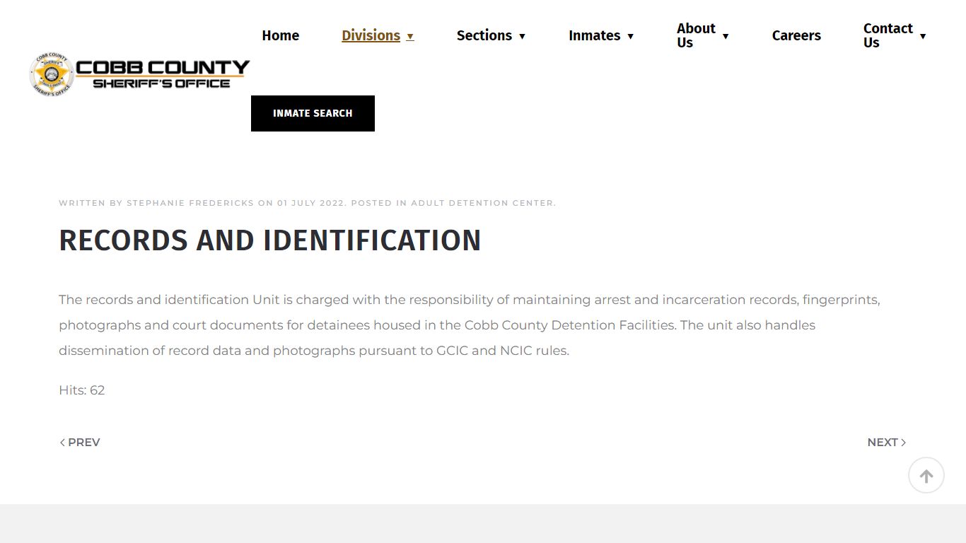 Cobb County Sheriff's Office - Records And Identification